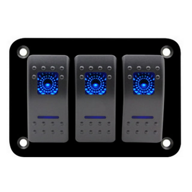 3 Gang 12V/24V for Car Marine Boat Circuit Breakers Overload Rocker Switch Panel