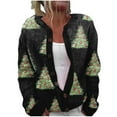 thumbnail image 3 of DDAPJ pyju Christmas Sweaters for Women Long Sleeve Ugly Funny Xmas Tree Print Button Cardigans Fall Winter Soft Knitted Outerwear Black XL, 3 of 5