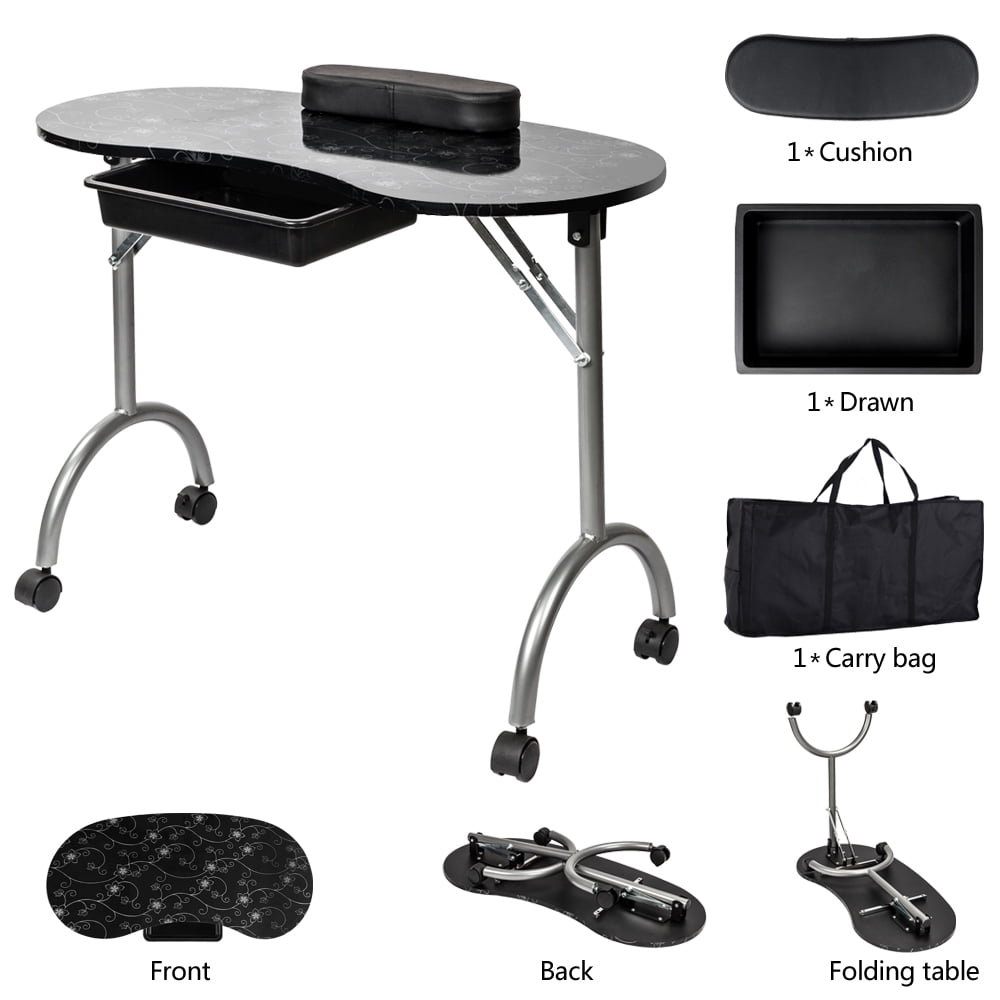 Zimtown Portable & Foldable Manicure Table Nail Technician Desk