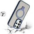 thumbnail image 7 of For Samsung Galaxy S24+ /S24 Plus Magnetic Metal Chrome Matte Built-in Compatible with MagSafe Stand Hybrid Shock Armor TPU Cover ,Xpm Phone Case [ Navy Blue ], 7 of 7