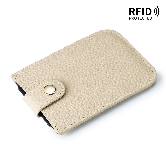 Tarjetero extraíble con capas RFID de cuero genuino, tarjetero portátil y delgado, bolso pequeño para mujer