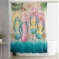 thumbnail image 2 of Shower Curtains for Bathroom-60"x72",Summer Beach Flip Flops Waterproof Bath Curtain Grommet Shower Curtain Set with Hooks,Tropical Nautical Shell Starfish Washable Bath Accessories, 2 of 7