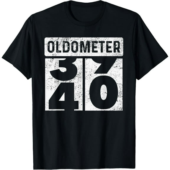 Oldometer Odometer Funny 40th Birthday Gift 40 yrs Old Joke T-ShirtMen and women, Black T-shirt, size: Extra large S-4XL