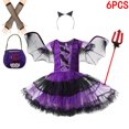 thumbnail image 3 of Vestido de murciélago morado para niñas de Halloween, disfraz de vampiro demonio para cosplay elegante para niños con tocado de alas, ropa de juego de rol de bruja de carnaval, 3 of 4