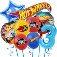 thumbnail image 3 of Kit de globos de aluminio de Hot Wheels para decoraciones de fiesta de cumpleaños de autos de carrera para niños, suministros para fiestas de bienvenida al bebé, juego de globos con números de 32 pulg, 3 of 5