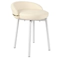 thumbnail image 5 of Cute Vanity Chair with Gold Bese, Makeup Desk Chair with Low Back for Small Space, Leather Modern Vanity Stool for Bedroom Dress Room, White(Rotatable), 5 of 7