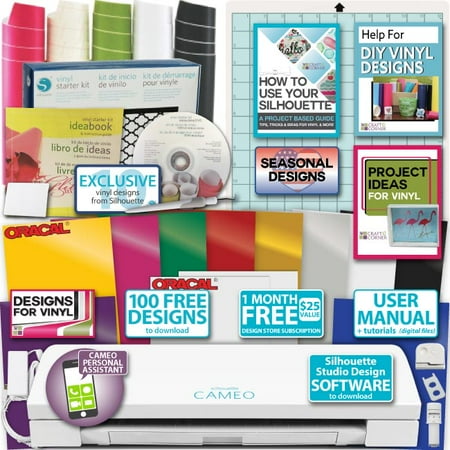 Silhouette Cameo 3 Machine Bundle Starter Vinyl 10 Oracal Sheets Designs Tools