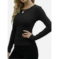 thumbnail image 4 of Womens Long Sleeve Stretch Crewneck Ribbed T-Shirt Slim Fit Casual Basic Tops, 4 of 4