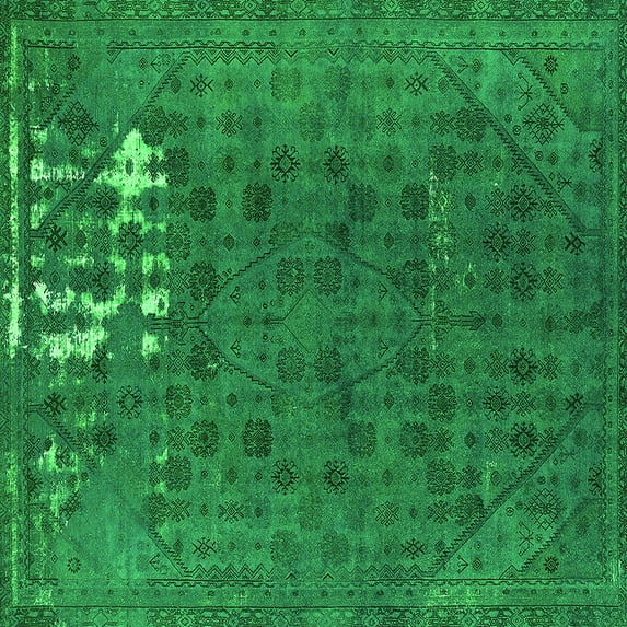 Ahgly Company Indoor Square Persian Green Bohemian Area Rugs, 6' Square
