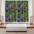 thumbnail image 2 of Ambesonne Flower Kitchen Curtains, Tropical Vivid Petal, 55"x39", Navy Blue Fern Green, 2 of 3