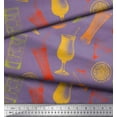 thumbnail image 3 of Soimoi Purple Cotton Voile Fabric Lemon Slice & Soft Drink Beverages Print Fabric by the Yard 42 Inch Wide, 3 of 3