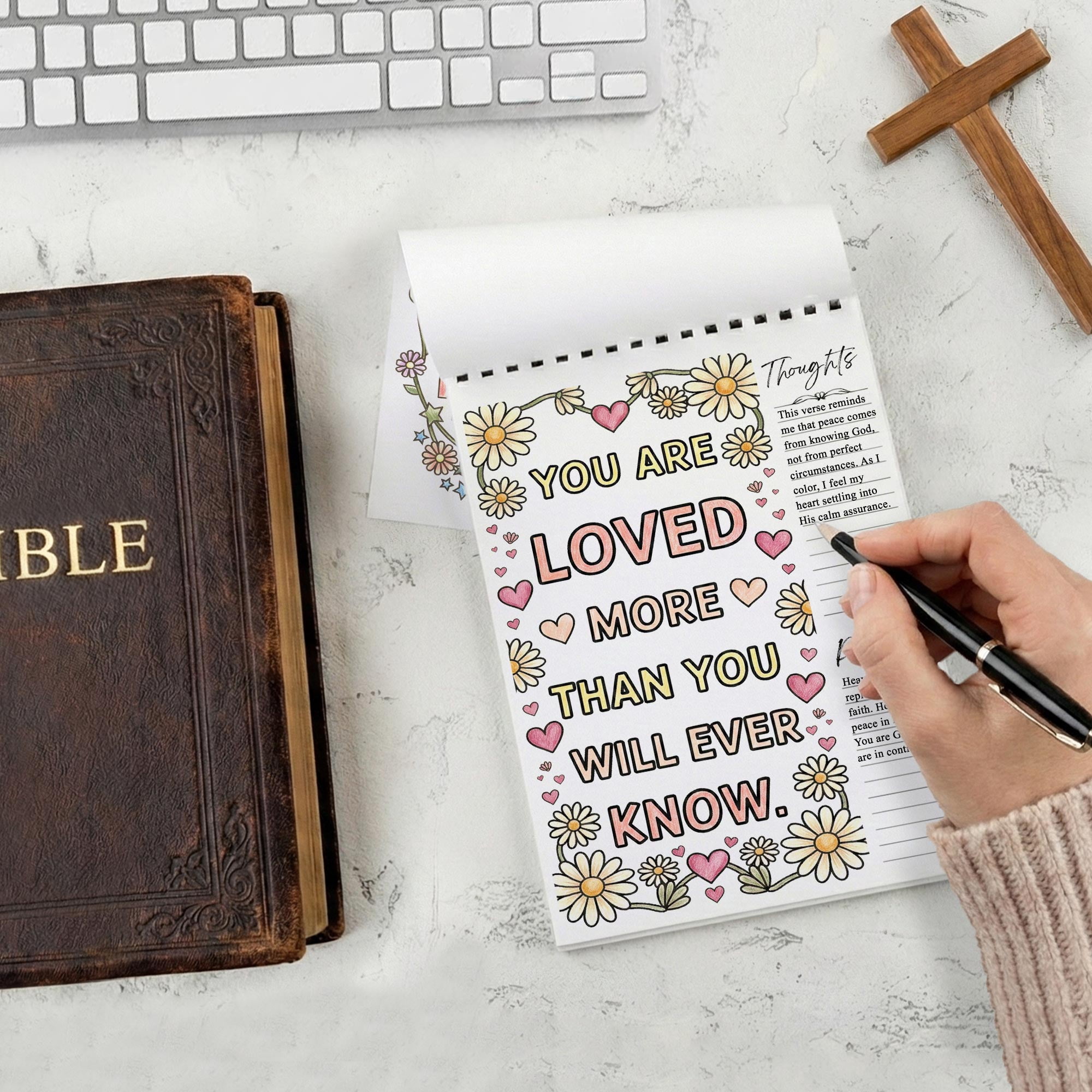 Do Everything in Love Bible Verse Coloring Book for Adults, 30 Scripture Art Pages with Reflection & Prayer Space, Spiral Bound, A4 or A5 Softcover or Wood Cover