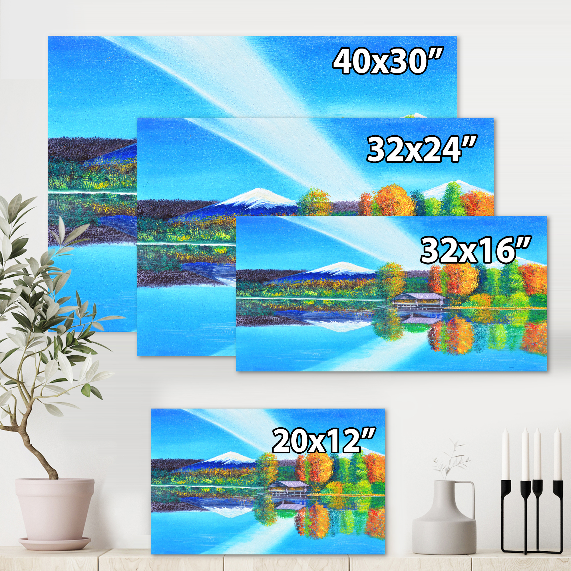 Designart ' Reflection Of Mountain and Sky On The Lake Water ' Nautical & Coastal Canvas Wall Art Print