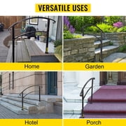 VEVOR Transitional Handrail Fits 1 or 3 Steps Matte Black Stair Rail Wrought Iron Handrail with Installation Kit Hand Rails for Outdoor Steps