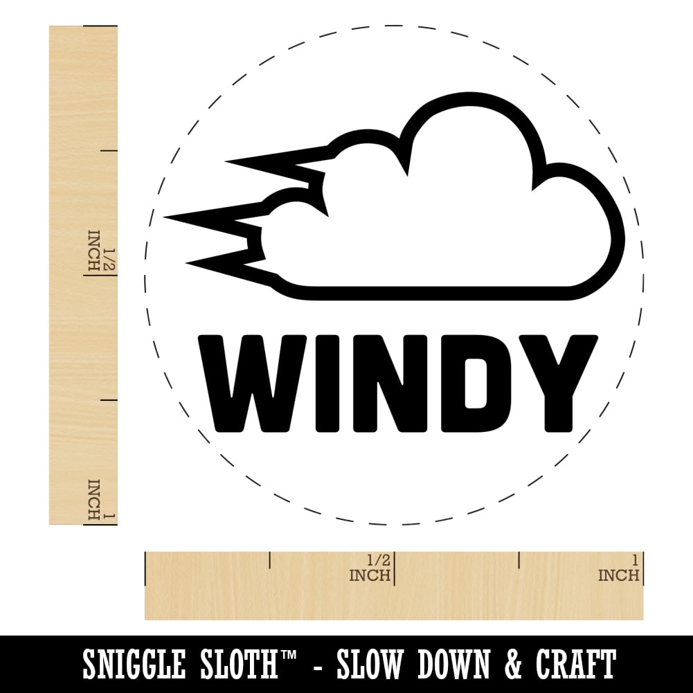 Windy Wind Weather Day Planning Self-Inking Rubber Stamp Ink Stamper - Fuchsia Ink - Medium 1 Inch