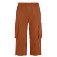 thumbnail image 5 of Domuza Men's Cargo Shorts Casual Elastic 3/4 Capri Pants Below Knee Long Hiking Shorts with Pockets Orange L, 5 of 8