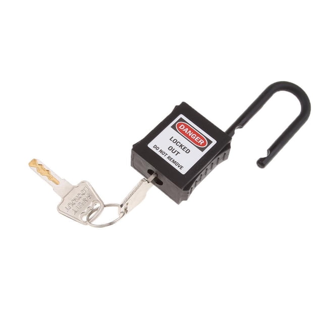 mmirethe Durable 38 mm PVC Curved Safety Lockout Padlock Ensuring Security Black 90x40x19 mm 1Set