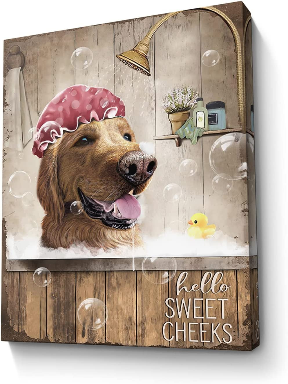 Funny Dog Bathroom Decor Wall Art Golden Retriever Picture Farmhouse Bathroom Wall Decor