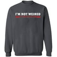 thumbnail image 2 of OXI Crewneck Sweatshirt - I'm Not Weired, Basic Casual Sweatshirts for Men's and Women Fleece Sweatshirt Long Sleeve - Charcoal 3X-Large, 2 of 2