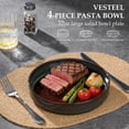 thumbnail image 5 of Vesteel Pasta Bowls Set of 4, 32oz Large Salad Bowls for Dinner Serving Soup, Ceramic Stoneware Pasta Plates with Textured Stripes, Microwave & Dishwasher Safe, Blackish Green, 5 of 8