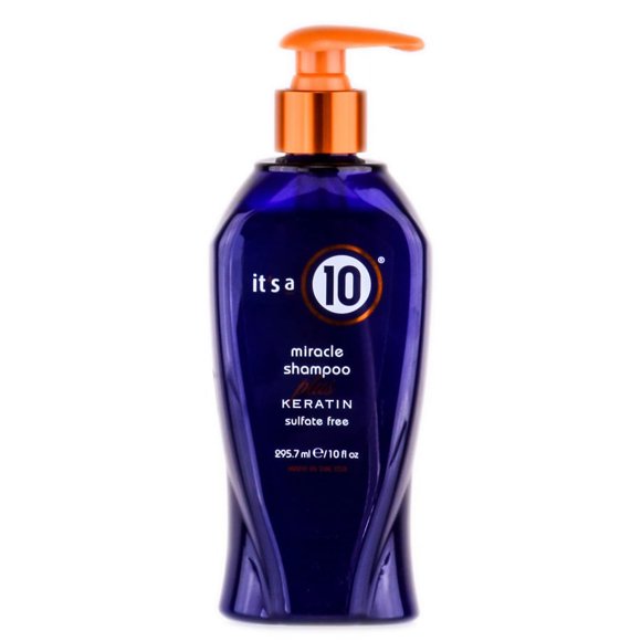 Size : 10 oz , It's a 10 Ten Miracle Shampoo Plus Keratin , It's a Ten , Hair Scalp - Pack of 1 w/ SLEEKSHOP Teasing Comb