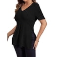 thumbnail image 3 of Gvmfive Women Short Sleeve V Neck Tunic Tops Split T-Shirt Blouse, 3 of 5