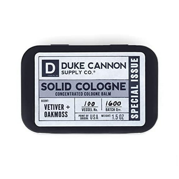 Duke Cannon Supply Co. Solid Cologne for Men Special Issue Vetiver   Oakmoss (Fresh Air, Sandalwood) - Concentrated Balm, Travel-Friendly Tin, Made with Natural & Organic Ingredients 1.5 oz (1 unit)