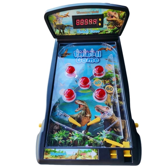 Trisquirrel Dinosaur World Electronic Pinball Game,Tabletop Arcade Pinball Machine With LED Digital Scoreboard,Suitable for Kids & Adults.