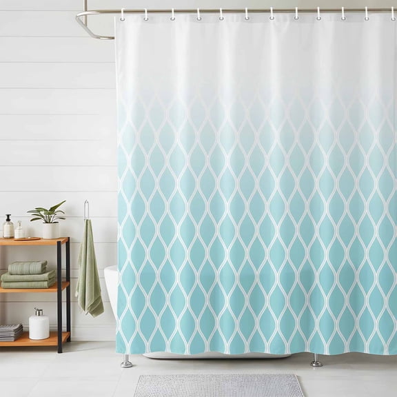Shower Curtains for Bathroom, Aqua Ombre Stripe Waterproof Fabric Shower Curtain, Modern Abstract Art Gradient Striped Decorative Bathroom Curtain for Bathtub, 66"x72", No Hooks Included