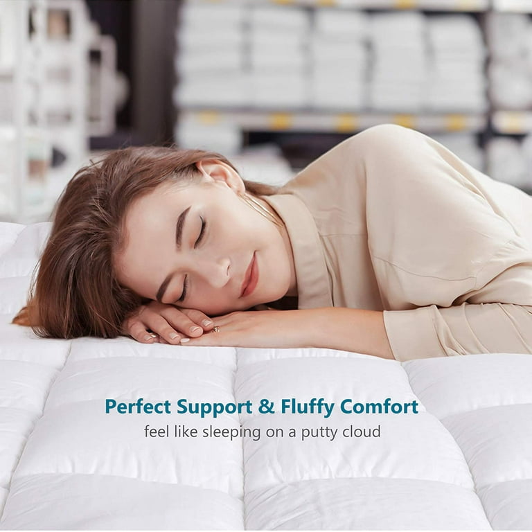 MERITLIFE Waterproof Mattress Pad,400TC 100% Cotton Cooling Mattress Topper  Cover Extra Thick Down Alternative Pillow Top Cooling Bed Topper and Hotel  Quality Hypoallergenic Mattress Protector,Twin 