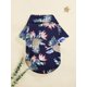 thumbnail image 1 of 1pc Polyester Navy Blue Hawaiian Shirt With Leaves Pattern For Small Dogs And Cats Suitable For All Seasons (The Size Runs Small, Suggest To Choose A, 1 of 4