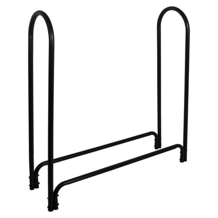 Deluxe Outdoor Log Rack - 4ft Black Steel Wood Holder - Heavy Duty Firewood Rack - Seasoned Wood Storage - Garden Fireplace Accessory