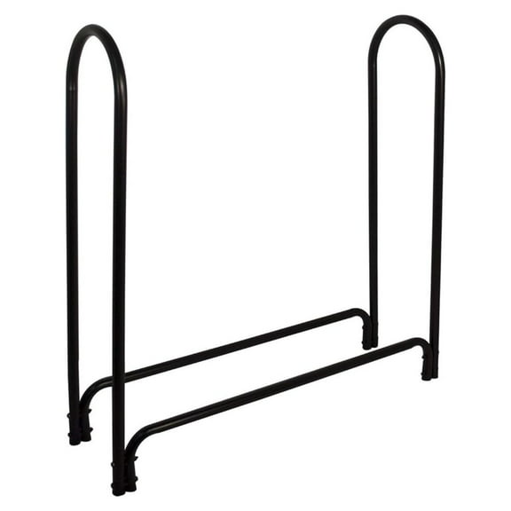 Deluxe Outdoor Log Rack - 4ft Black Steel Wood Holder - Heavy Duty Firewood Rack - Seasoned Wood Storage - Garden Fireplace Accessory