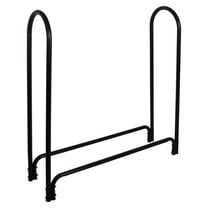 Deluxe Outdoor Log Rack - 4ft Black Steel Wood Holder - Heavy Duty Firewood Rack - Seasoned Wood Storage - Garden Fireplace Accessory