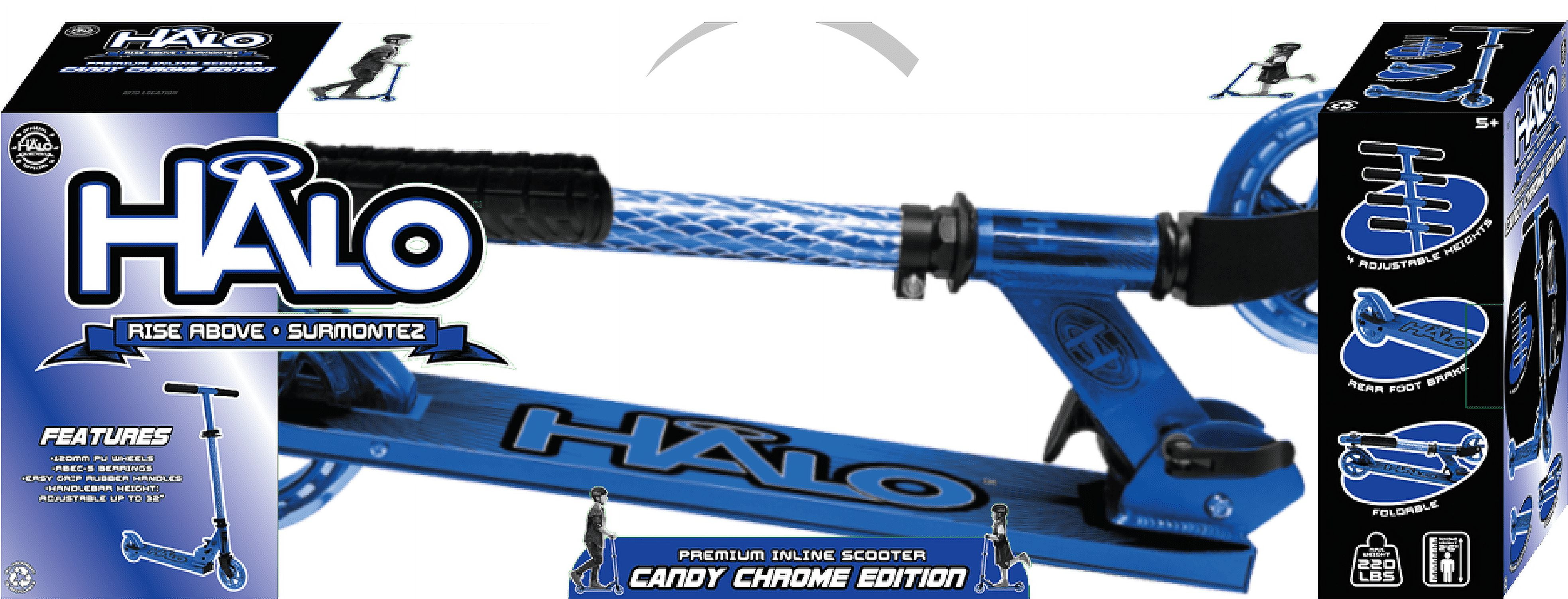 HALO Rise Above Chrome Premium Inline Scooter - Chrome Blue - Designed for All Riders (Unisex)