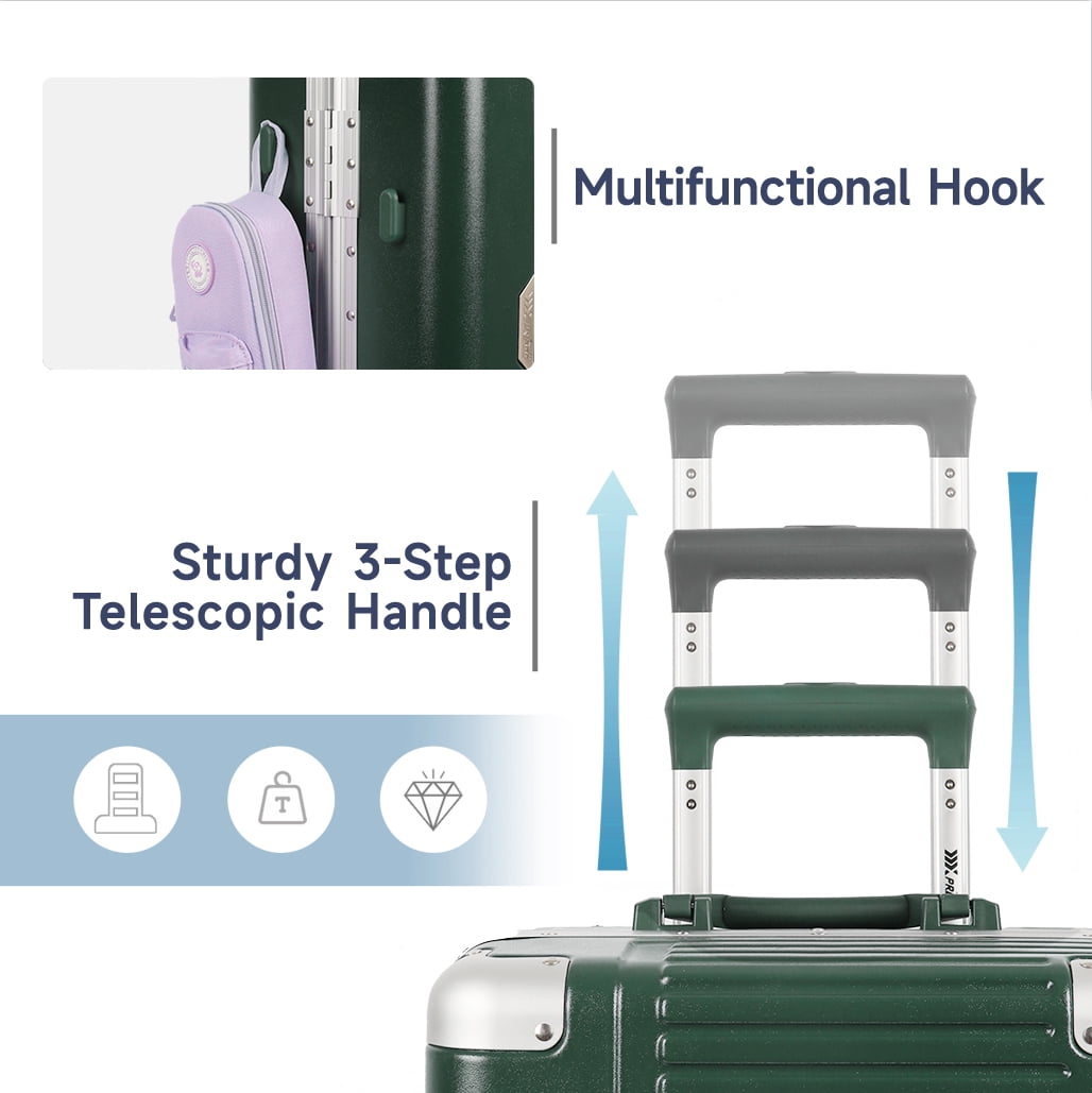 New York Xpress 20" Zipperless Carry-on Luggage Hardside Suitcase with Double TSA Lock & Aluminum Frame, Green - AL1377