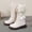 White, variant on Fashion Autumn Children Girls Sports Shoes Flat Thick Bottom Non Slip Easy To Wear PU Upper Comfortable Boots Black 26