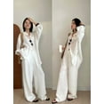 thumbnail image 3 of Pantalon Grand en Lin Été Ample Polyvalent à Cordon Droit Blanc Décontracté Mode Coréenne, 3 of 5