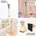 thumbnail image 4 of Efavormart 27" Gold Metal Floral Trumpet Vase, Table Pedestal Centerpiece with Heavy Duty Square Base, 4 of 11