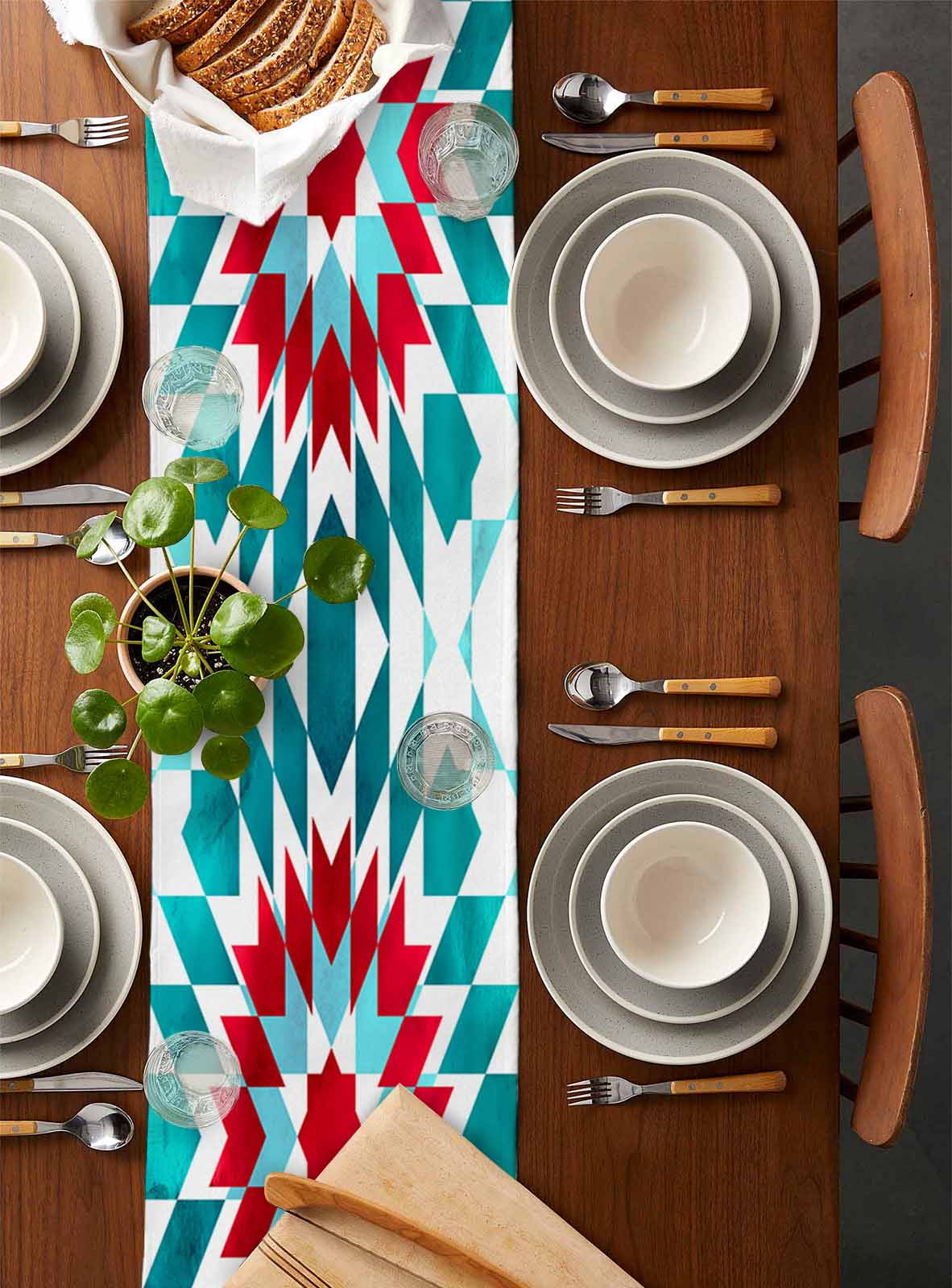 Table Runner Dresser Scarf 13 x 36 Inch Country Vintage Tribal Modern Bohemian Ethnic Table Runners Non-Slip Heat Resistant Kitchen Dining Table Decor for Indoor Outdoor Home Party Decoration