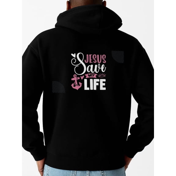 Jesus Saves My Life graphic hoodies Christianity men's machine washable black Everyday Styling aesthetic pamuk christianity Fashion Unisex Shirt Short Sleeve tshirts