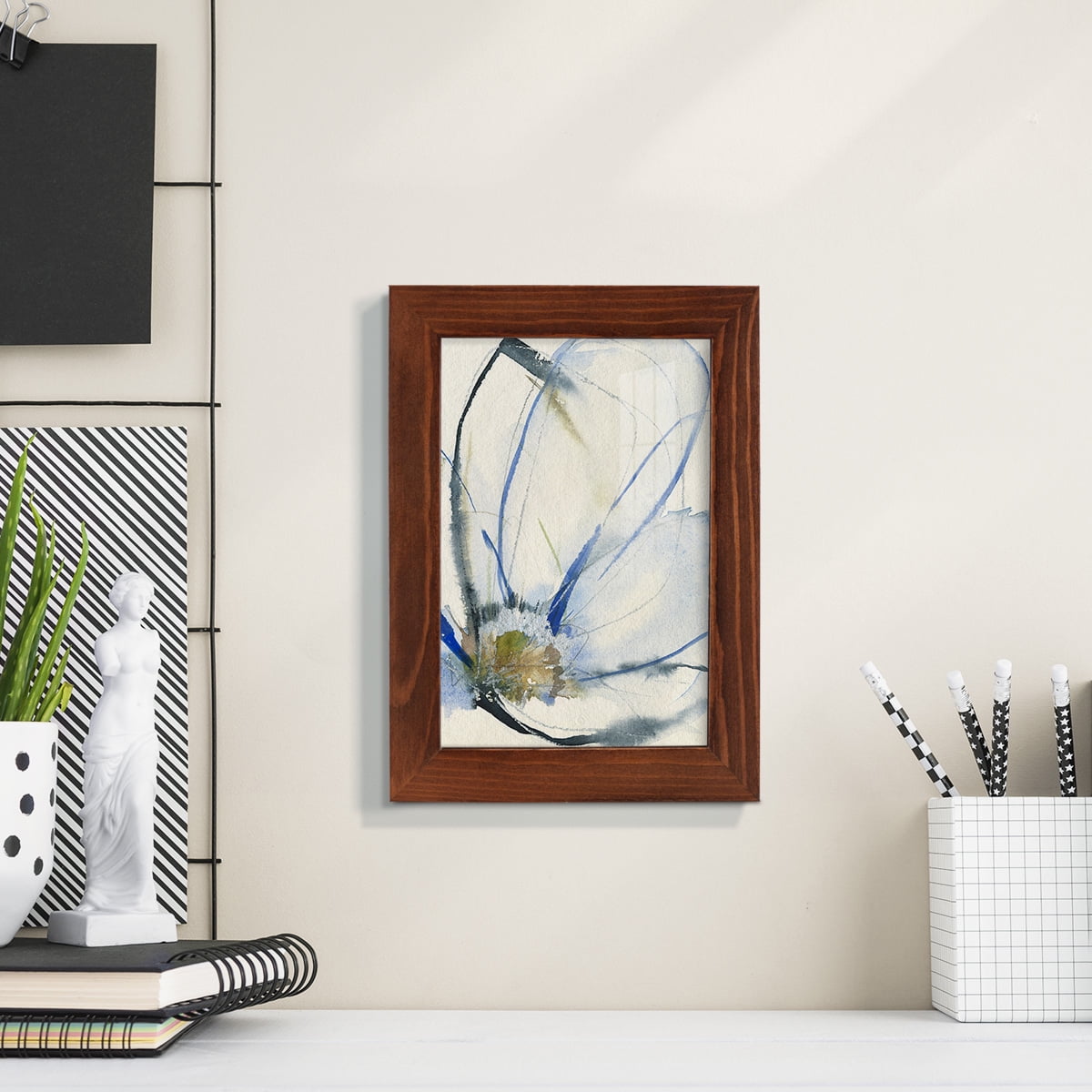 Cobalt & Paynes Petals II - Framed Print w/glass - Chestnut