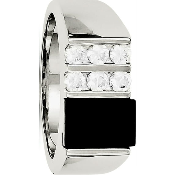 Designer Sterling Silver Men's Cz And Onyx Ring Made In China -Jewelry By Sweet Pea Creations