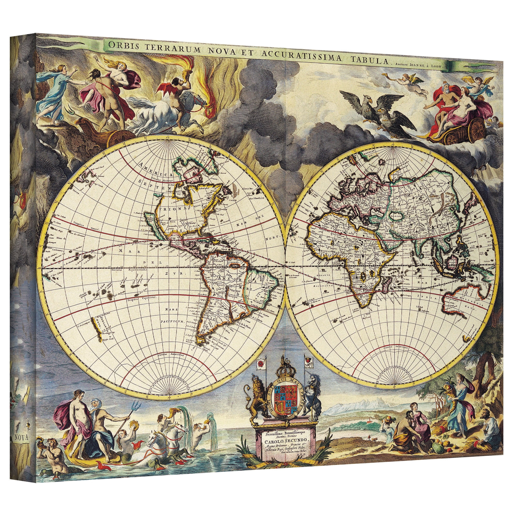 Loanne A Loon "Map Of The World" Gallery-Wrapped Canvas