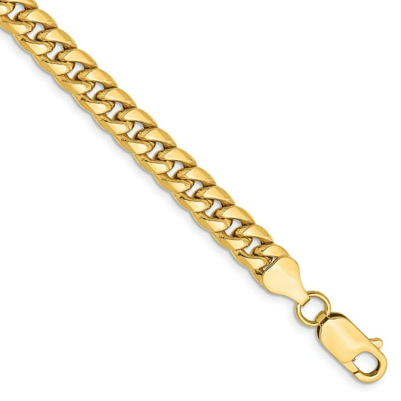Real 14kt Yellow Gold 6mm Semi-Solid Miami Cuban Chain Chain Bracelet; 8 inch; for Adults and Teens; for Women and Men