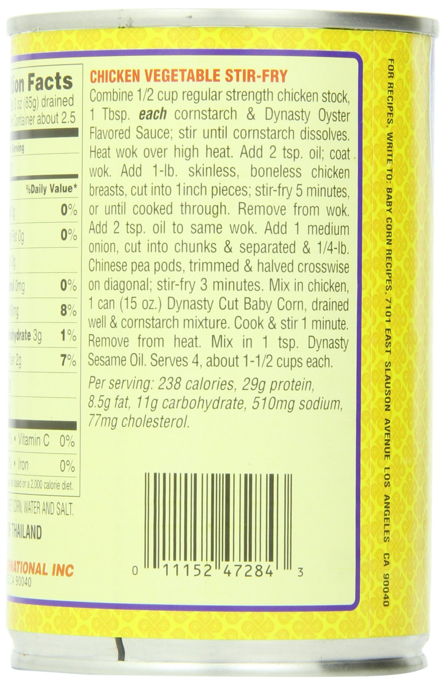 Dynasty Baby Corn, Cut, 15 Ounce (Pack of 12)