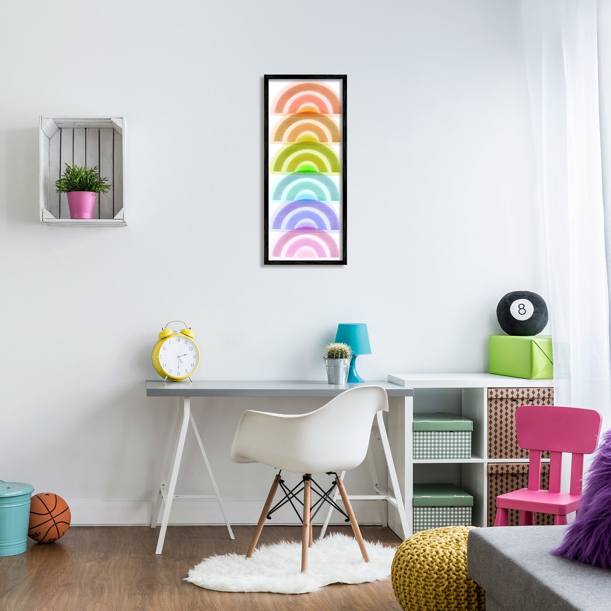 Stupell Industries Stack of Rainbows Kids Bold Playful Arches Novelty Painting Black Framed Art Print Wall Art, 13 x 30, Design by Daphne Polselli