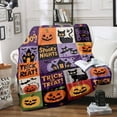thumbnail image 3 of Halloween Quilt Pumpkin Throw Blanket Thanksgiving Throw Blanket Fall Blankets and Throws Soft Flannel Patchwork Cover for Sofa Couch Bed Living Room Seasonal Holiday Festival Decor Gift 39.3*27.6in, 3 of 6