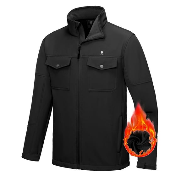 Little Donkey Andy Men's Lightweight Jacket Water Resistant Windbreaker Fleece Lined Warm Coat Black XL