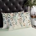 thumbnail image 3 of Sage Green Leaves Throw Pillow Cover Case, Couch Sofa Bed Pillowcase, Soft Decorative Lumbar Pillow Protector, Vintage Brown Eucalyptus Leaf 16x24Inch Reversible Pillow Shams with Zipper, 3 of 6